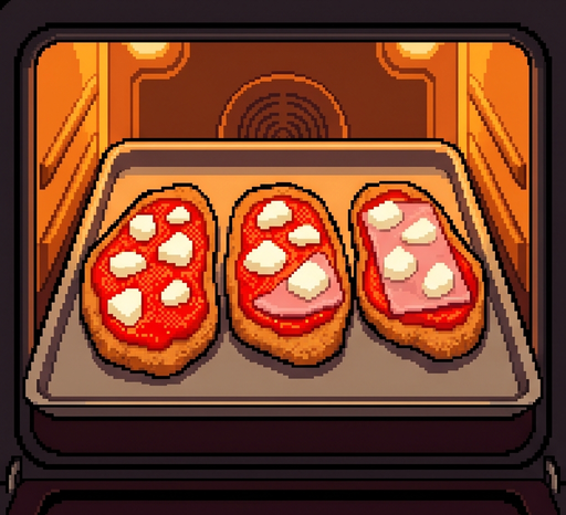 Cocción al horno de Milanesas a la napolitana, secuencia animada